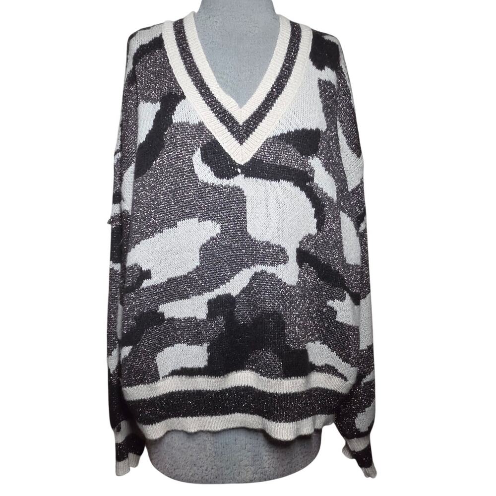 Nine West Metallic Camo Print Sweater Size XL